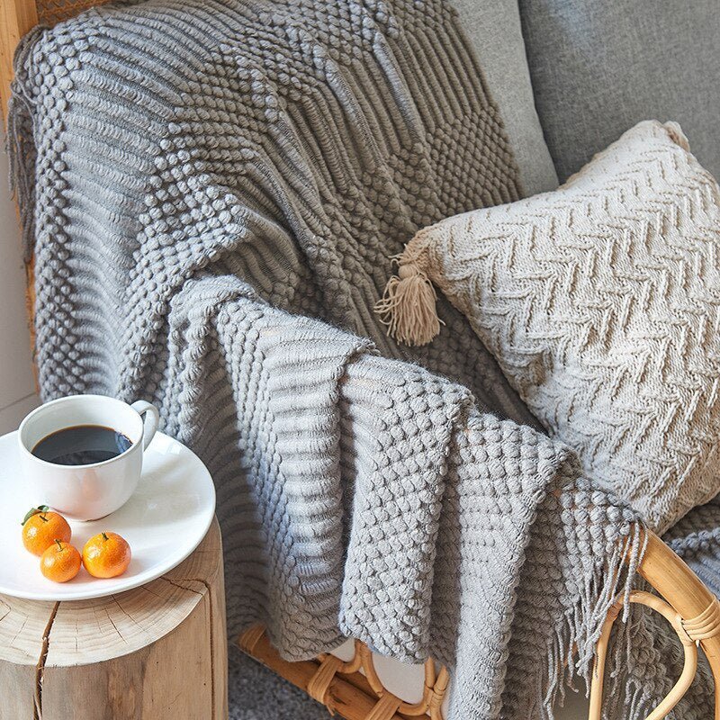 Kuschelige Strickdecke für Sofa und Bett