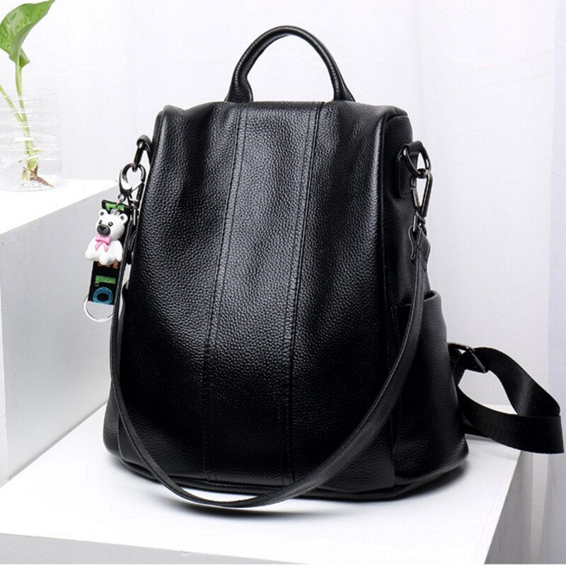 Diebstahlsicherer Rucksack Damen aus Leder – Wasserdicht, Verstellbare Riemen, Vielseitig als Handtasche und Umhängetasche nutzbar 3