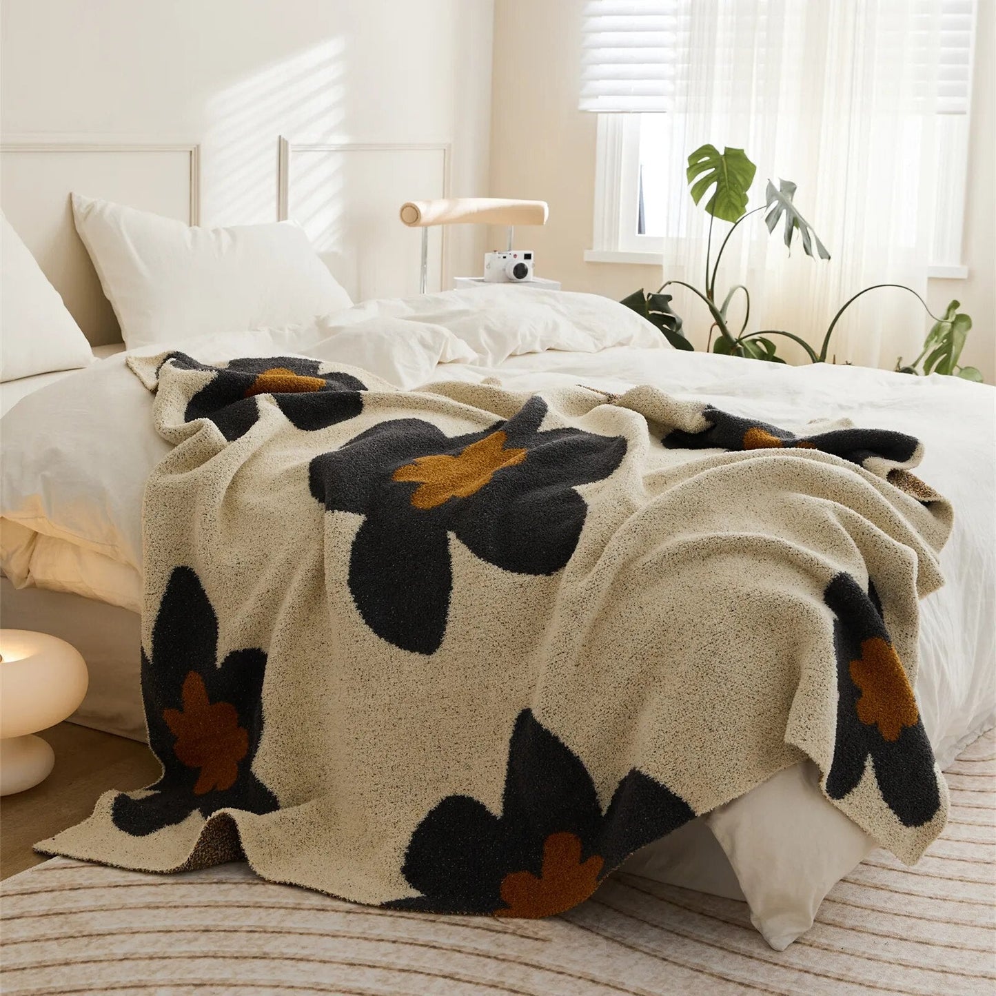 Superweiche Kuscheldecke mit Blumenmuster