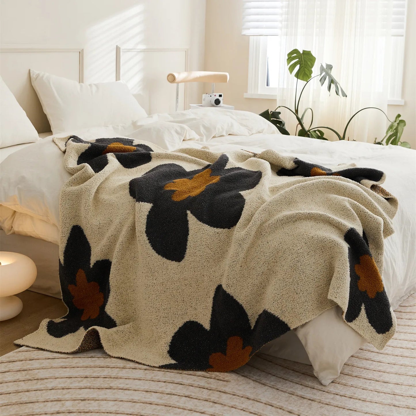 Superweiche Kuscheldecke mit Blumenmuster