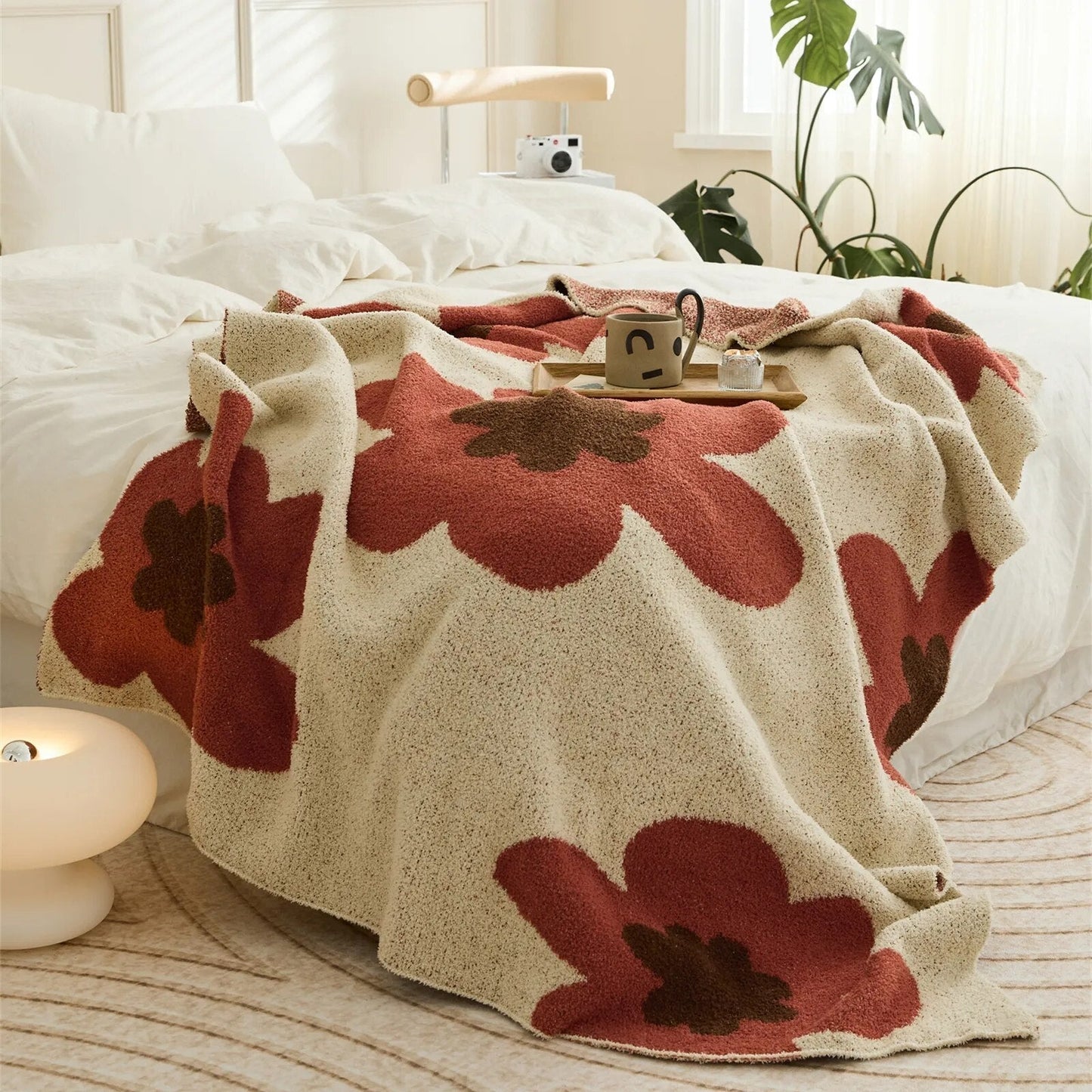 Superweiche Kuscheldecke mit Blumenmuster