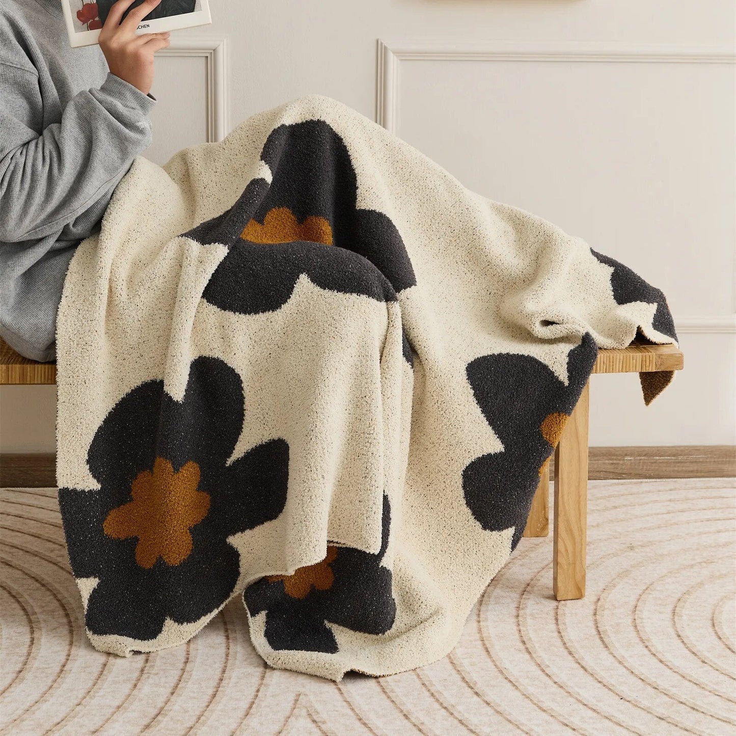 Superweiche Kuscheldecke mit Blumenmuster