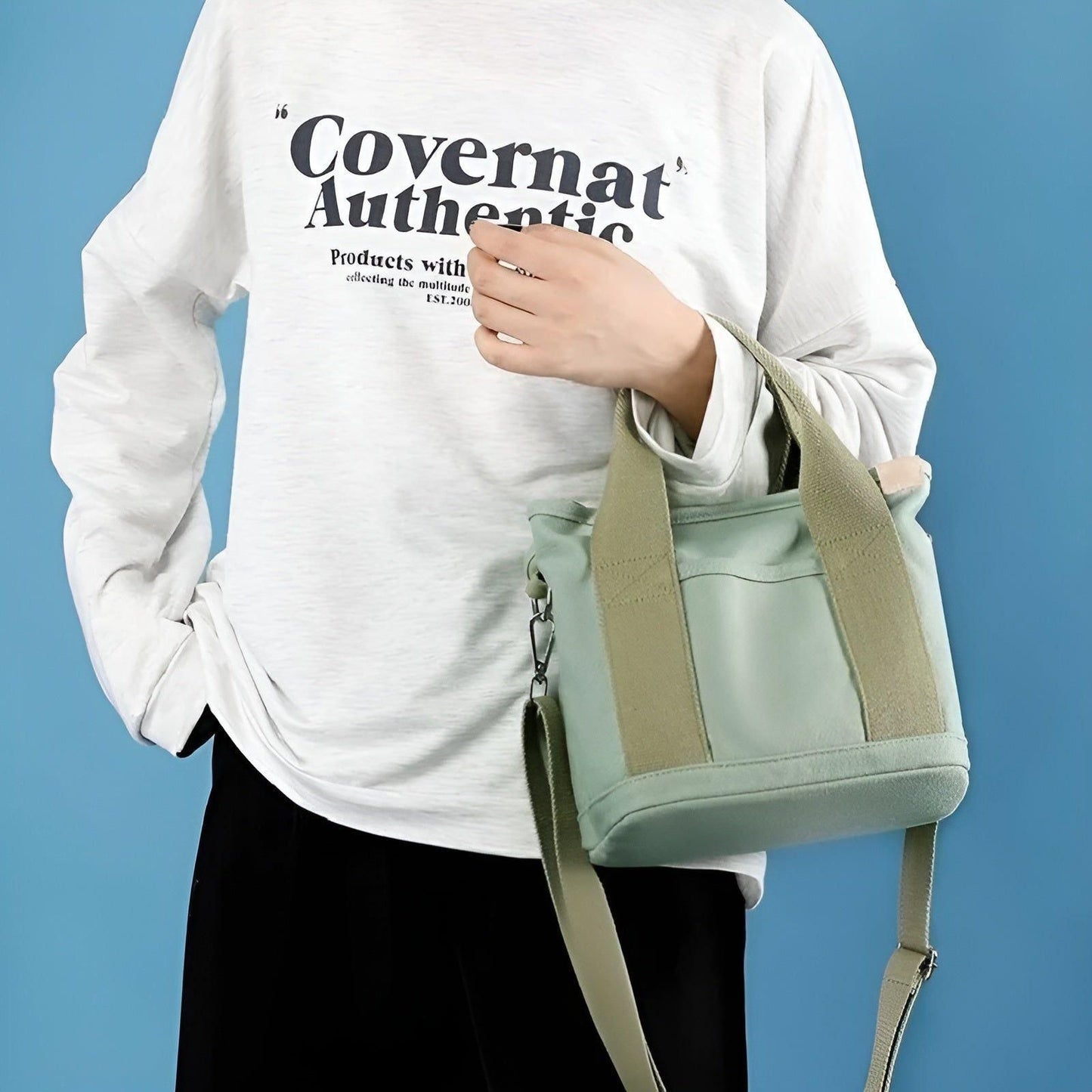 Elegante Handtasche Damen aus strapazierfähigem Canvas mit verstellbarem Schultergurt und geräumigem Hauptfach – Schwarz 5