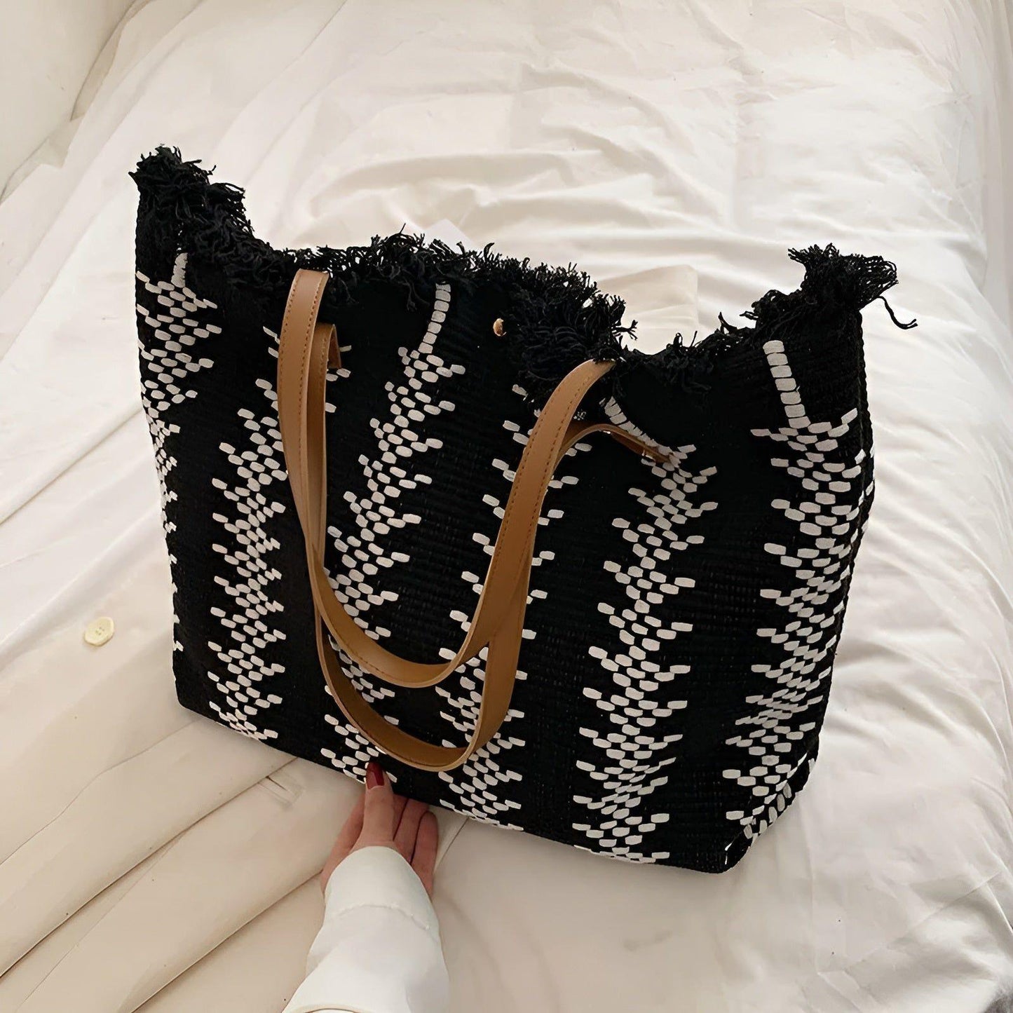 Variant image for Elegante Große Strandtasche für den Sommer – Geräumige Badetasche mit Sicherem Knopfverschluss und Leichtem Design-2
