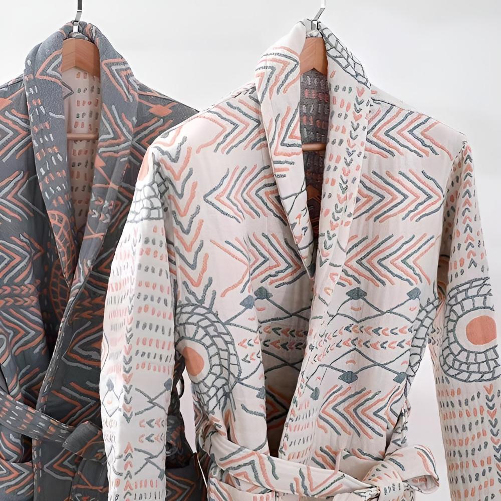 Unisex Baumwollmischung Bademantel mit Taschen – Weich, Saugfähig und Bequem für Damen und Herren, Ideal als Morgenmantel-4
