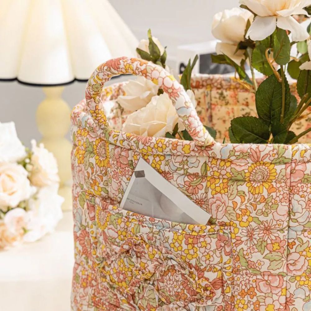 Zarter Floral Canvas Aufbewahrungskorb