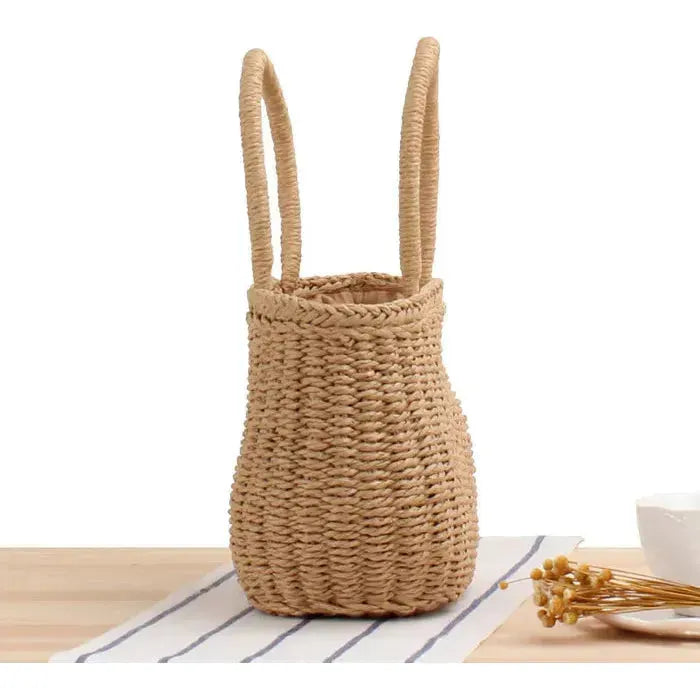 Modische Handgefertigte Strandtasche Groß aus Gewebtem Stroh – Anelia Bag in Khaki und Beige, Perfekt für Strand und Ausflüge 3