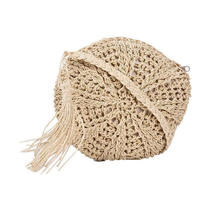 Modische Boho-Häkel-Tasche für Damen – Handgefertigte Umhängetasche mit Quaste für Strand und Freizeit 4