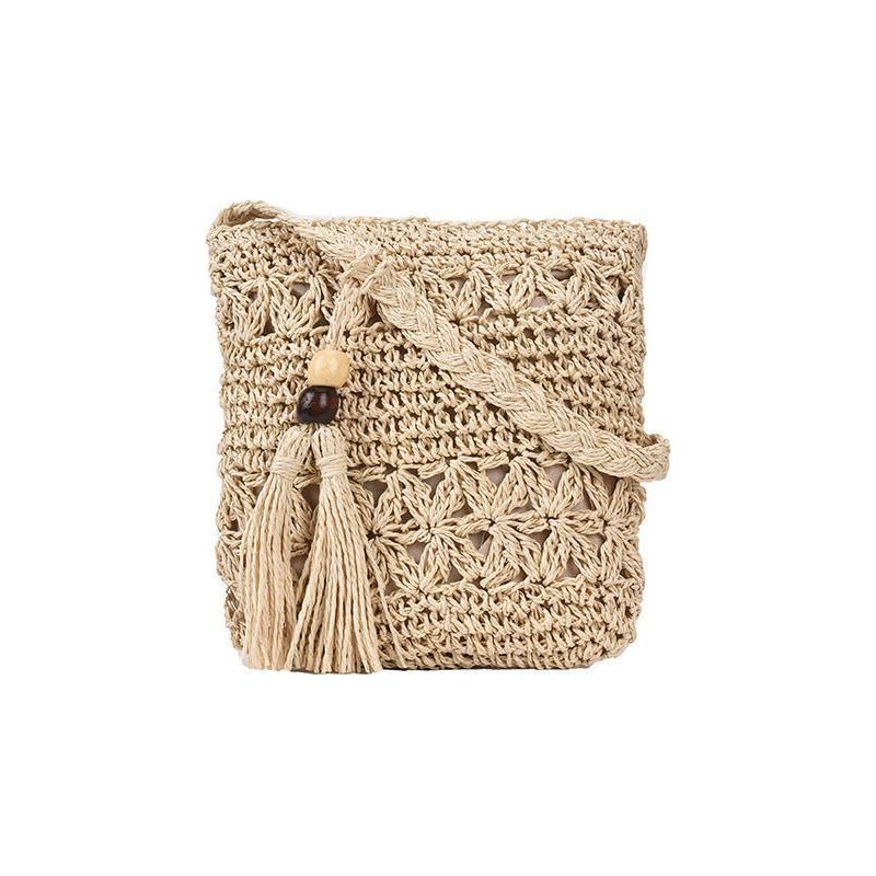 Modische Boho-Häkel-Tasche für Damen – Handgefertigte Umhängetasche mit Quaste für Strand und Freizeit 2
