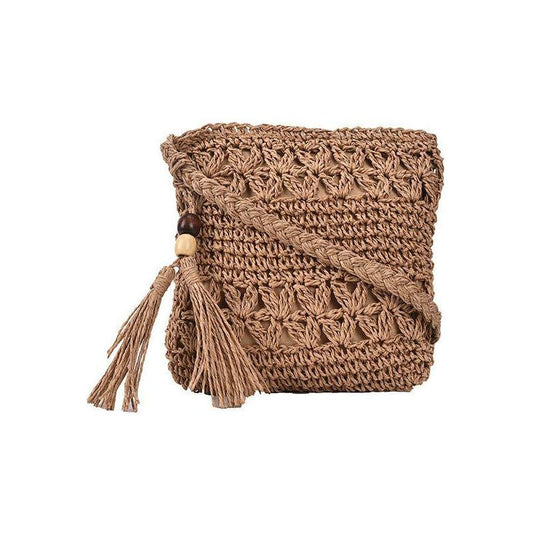 Modische Boho-Häkel-Tasche für Damen – Handgefertigte Umhängetasche mit Quaste für Strand und Freizeit 1