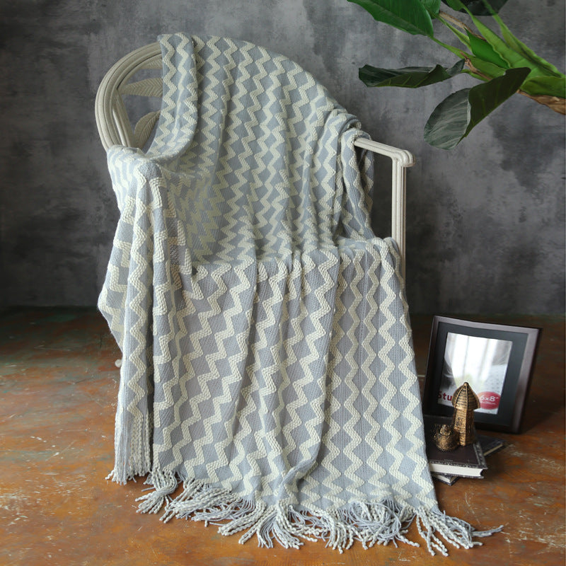 Zig Zag Fringe Chenille Blankek
