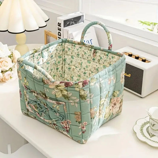 Zarter Floral Canvas Aufbewahrungskorb