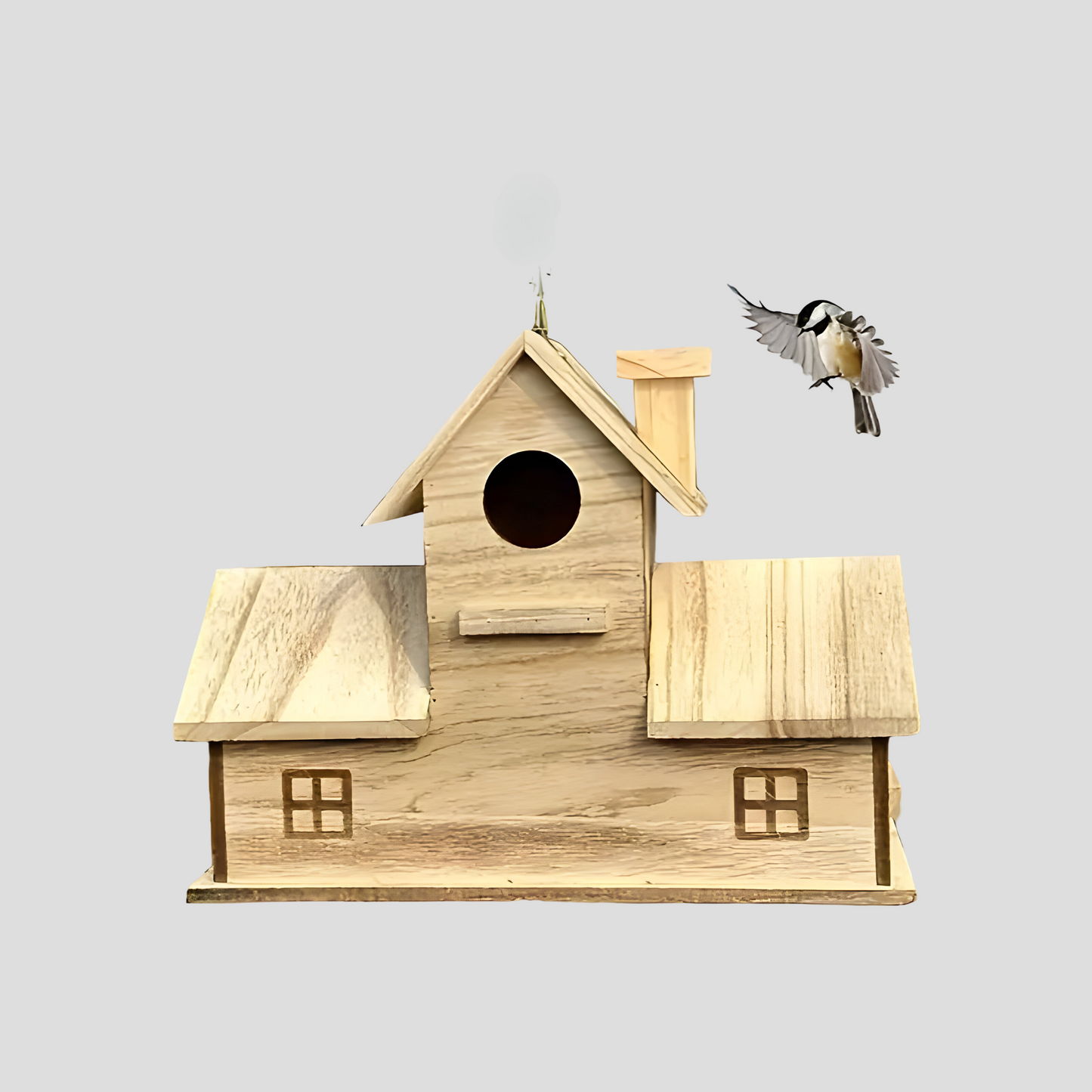 Hängendes Vogelhaus aus Holz mit 3 Löchern