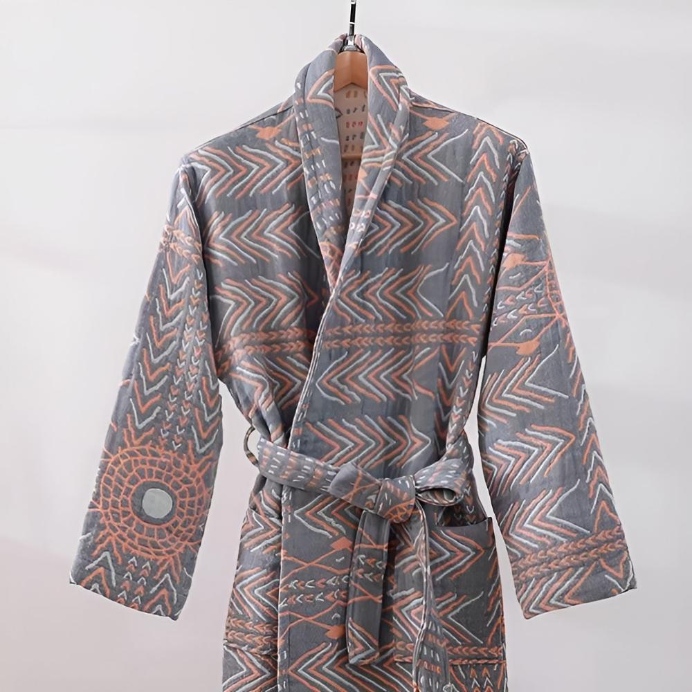Unisex Baumwollmischung Bademantel mit Taschen – Weich, Saugfähig und Bequem für Damen und Herren, Ideal als Morgenmantel-3