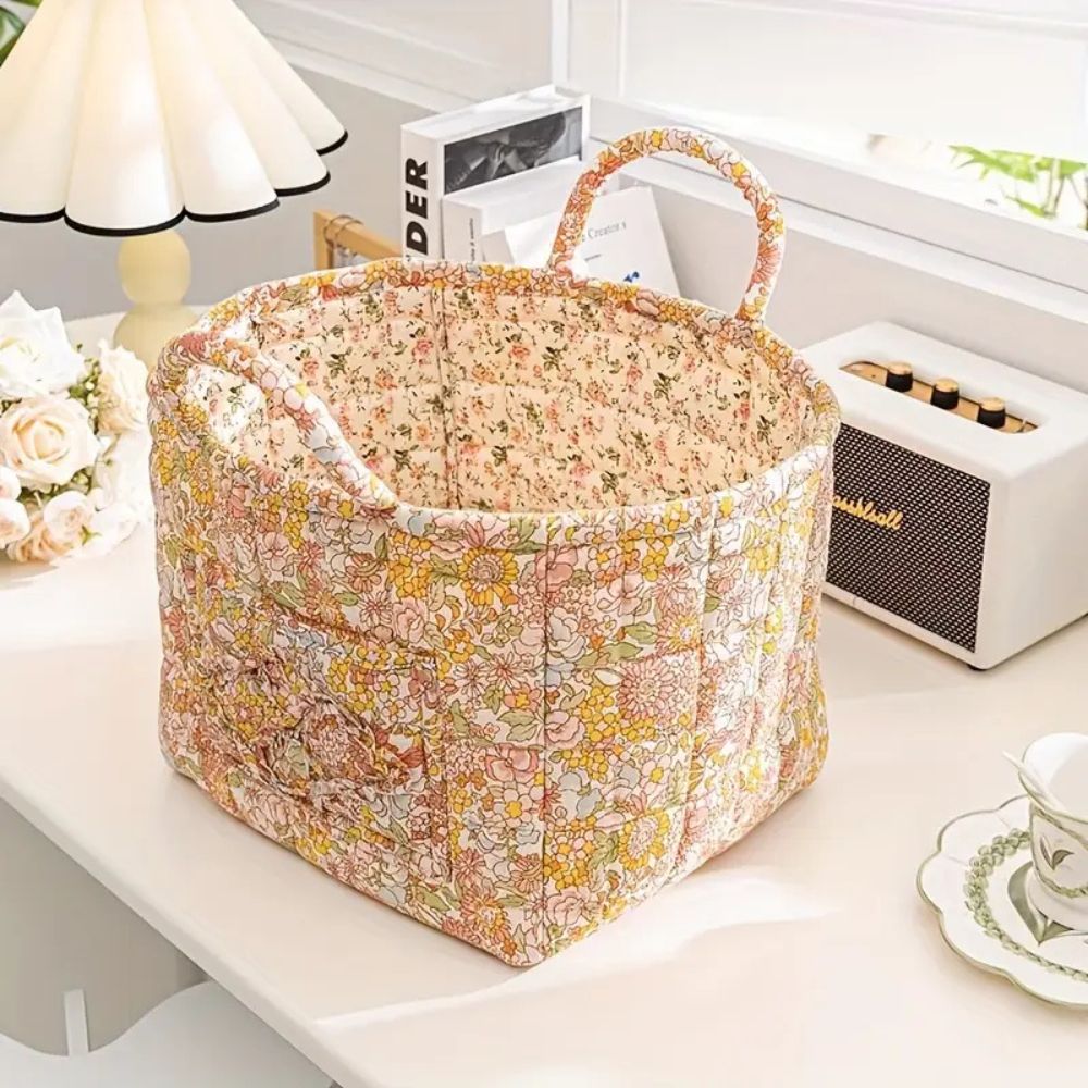 Zarter Floral Canvas Aufbewahrungskorb