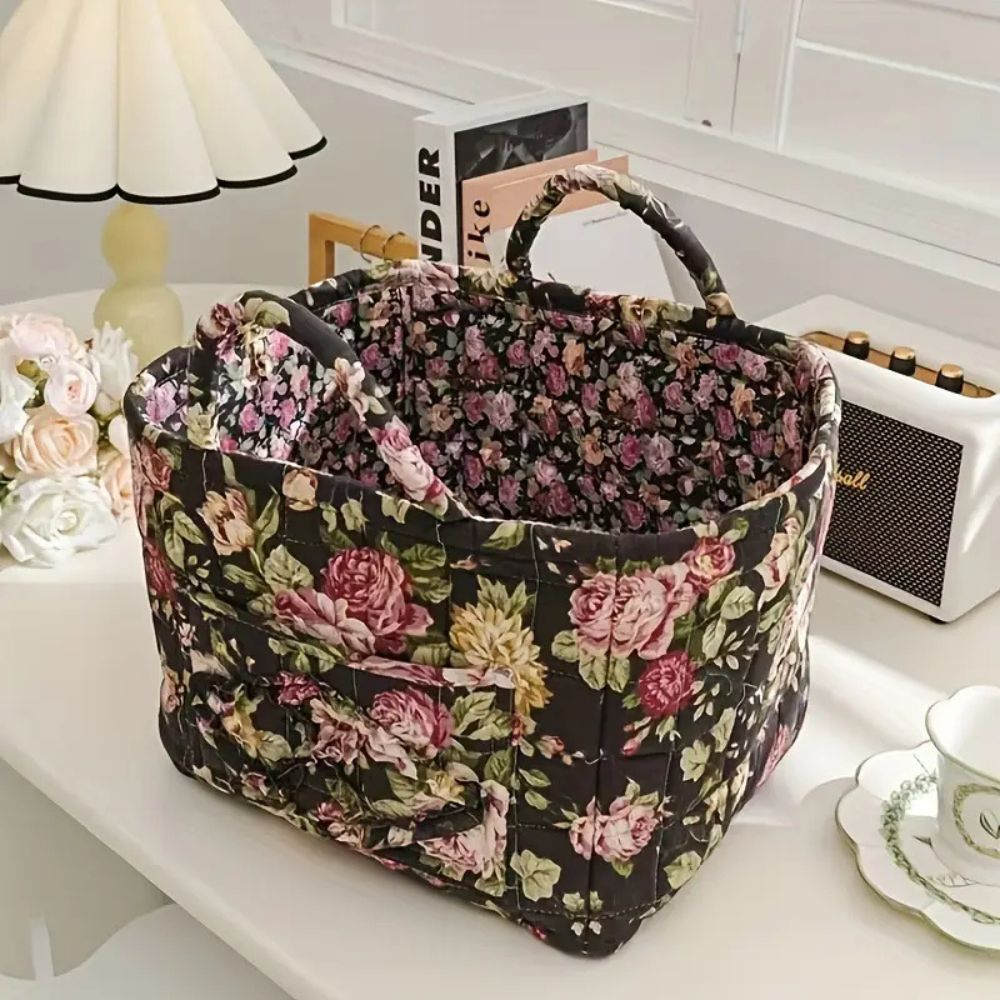 Zarter Floral Canvas Aufbewahrungskorb
