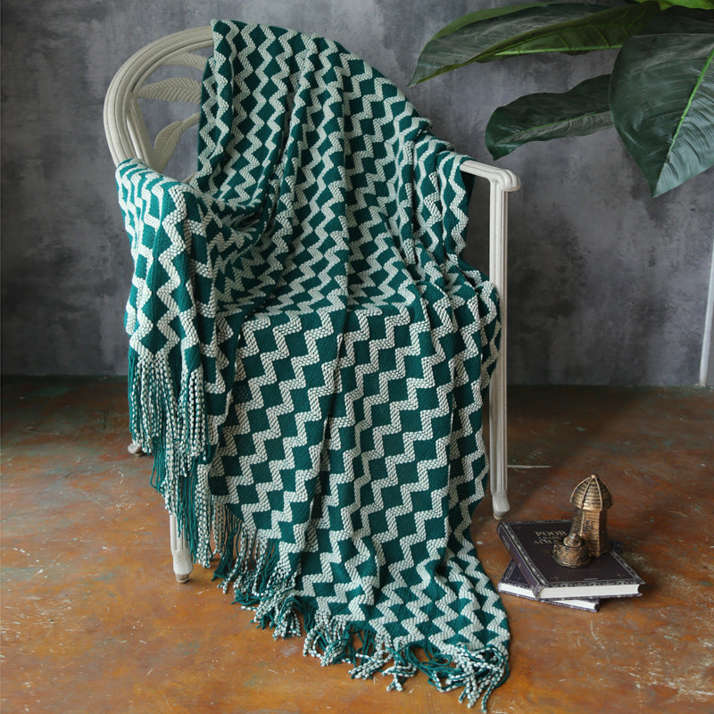 Zig Zag Fringe Chenille Blankek