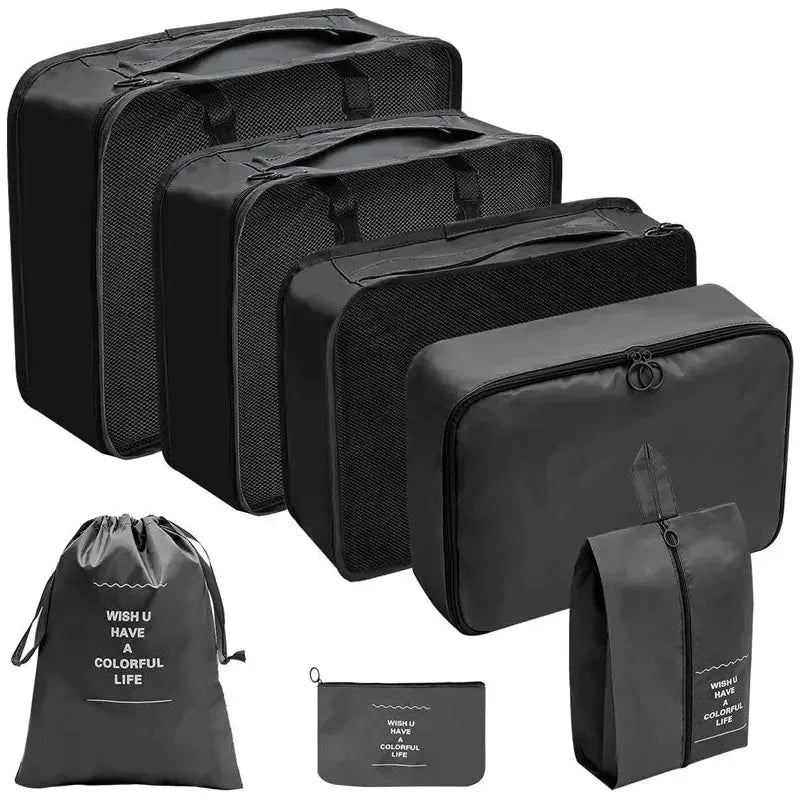 7-teiliges Reiseorganizer Set mit Aufbewahrungstaschen für Kleidung, Schuhe und Kosmetik – Platzsparend und Langlebig 5