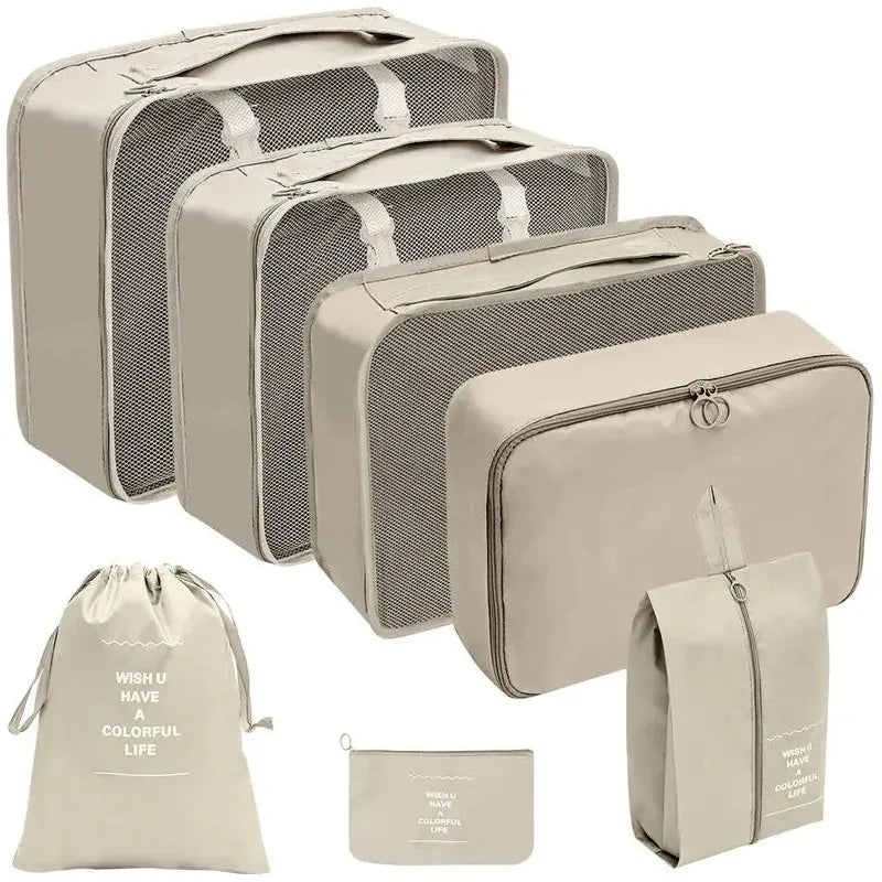 7-teiliges Reiseorganizer Set mit Aufbewahrungstaschen für Kleidung, Schuhe und Kosmetik – Platzsparend und Langlebig 2
