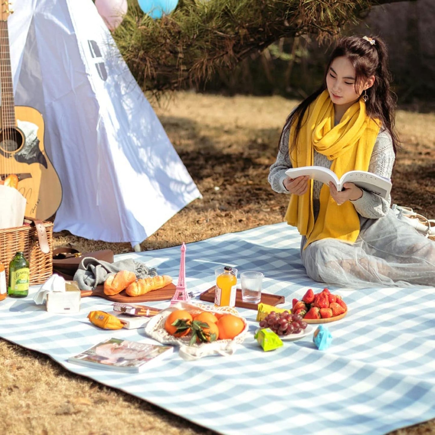 Wasserdichte Picknickdecke – Faltbare Campingdecke, große sandfreie Stranddecke für Outdoor-Aktivitäten, 150 x 200 cm 4