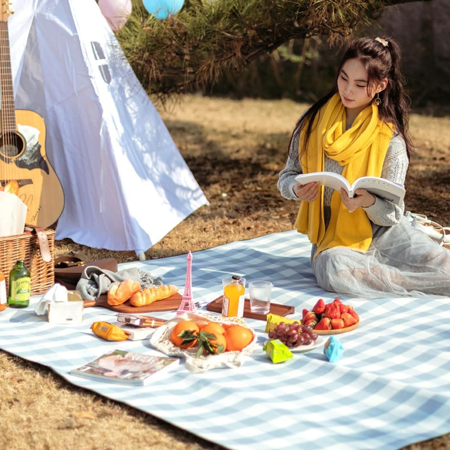 Wasserdichte Picknickdecke – Faltbare Campingdecke, große sandfreie Stranddecke für Outdoor-Aktivitäten, 150 x 200 cm 4