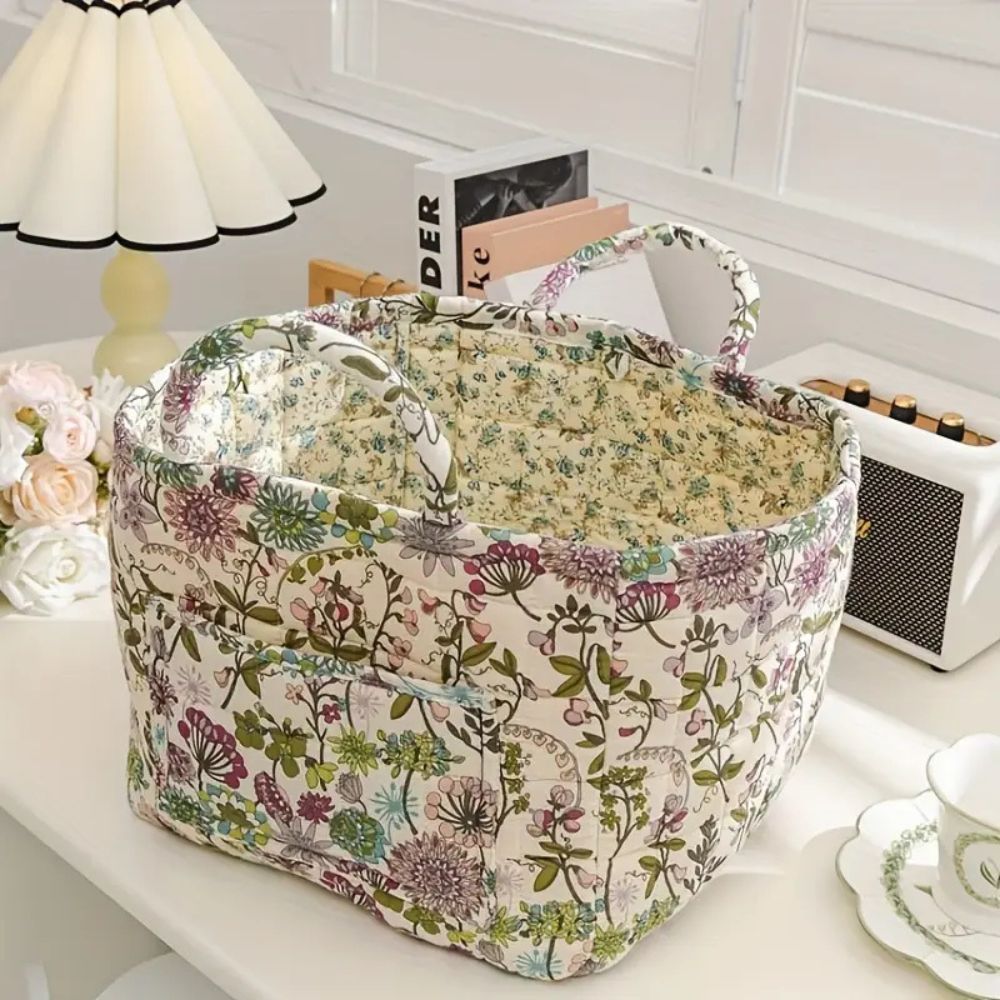 Zarter Floral Canvas Aufbewahrungskorb