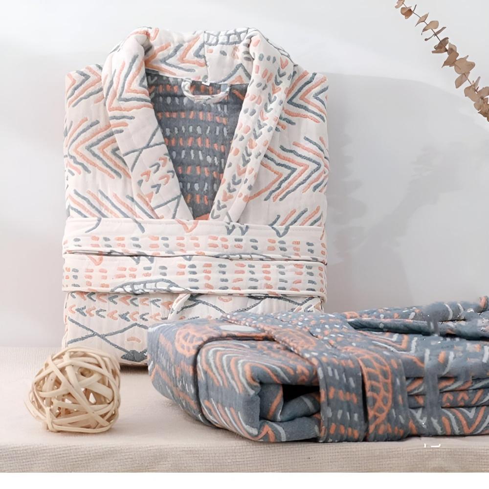 Unisex Baumwollmischung Bademantel mit Taschen – Weich, Saugfähig und Bequem für Damen und Herren, Ideal als Morgenmantel-2