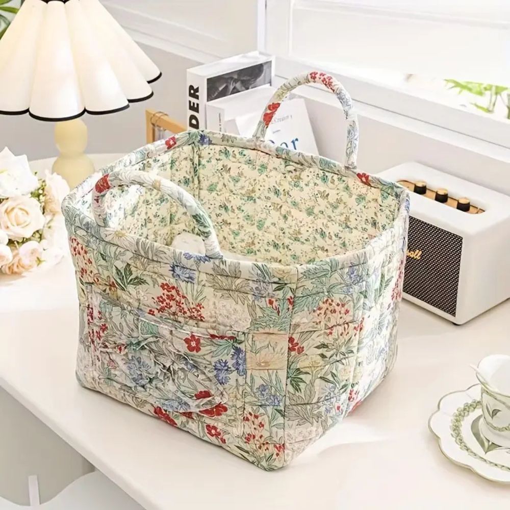 Zarter Floral Canvas Aufbewahrungskorb