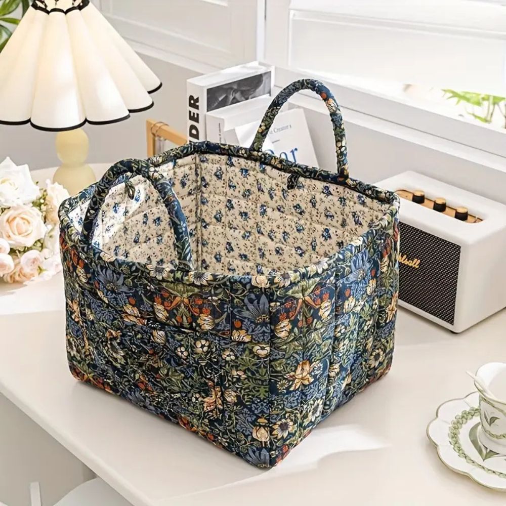 Zarter Floral Canvas Aufbewahrungskorb