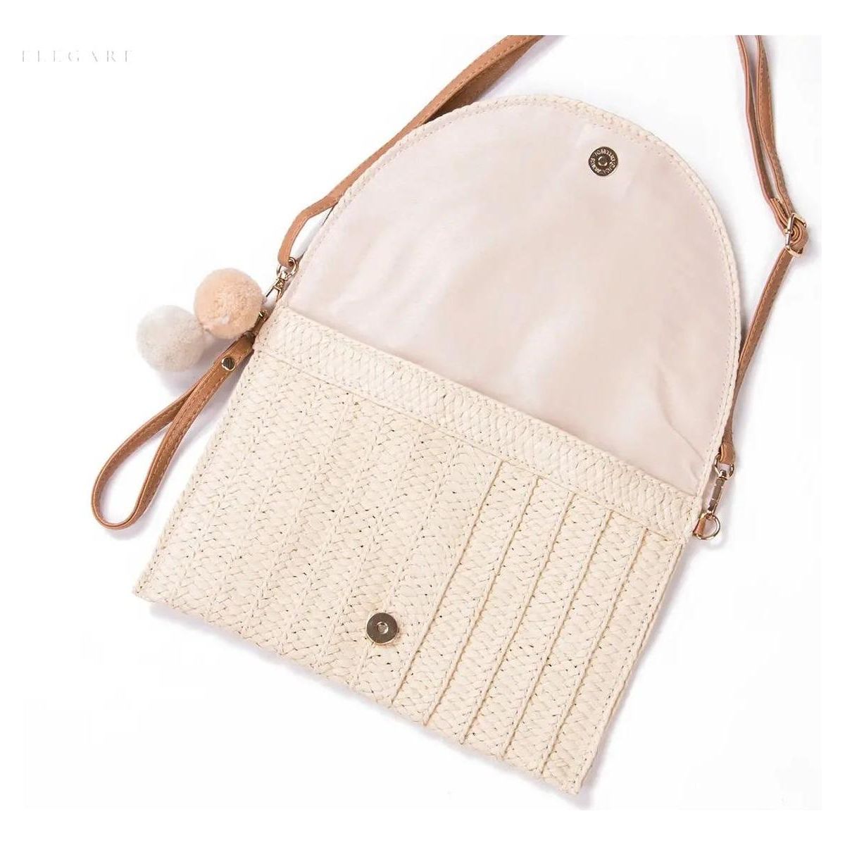 Klassische Beige Clutch Tasche aus Stroh im Umschlagdesign – Handgefertigte Sommertasche für Strand und Stadt 6