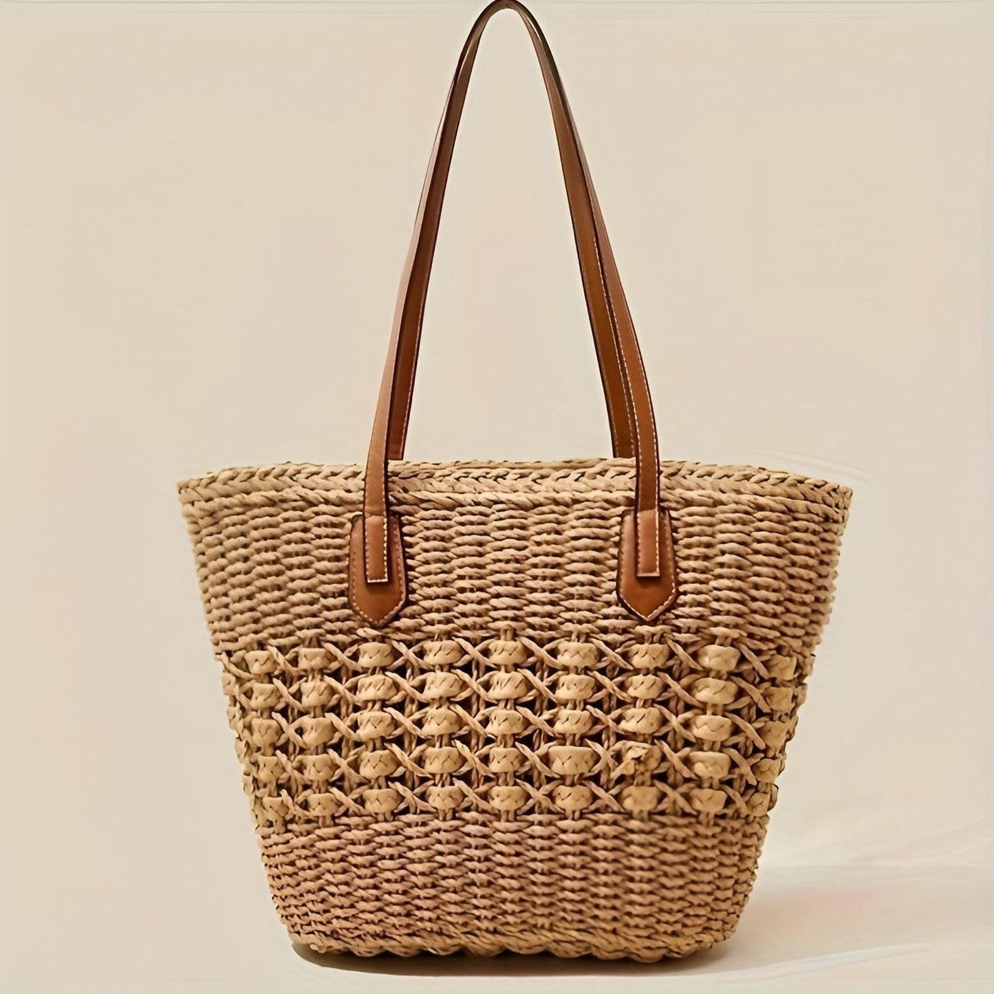 Große Strandtasche aus Stroh – Handgefertigte Badetasche für Strand, Einkäufe und Reisen, vielseitig und stylisch 2
