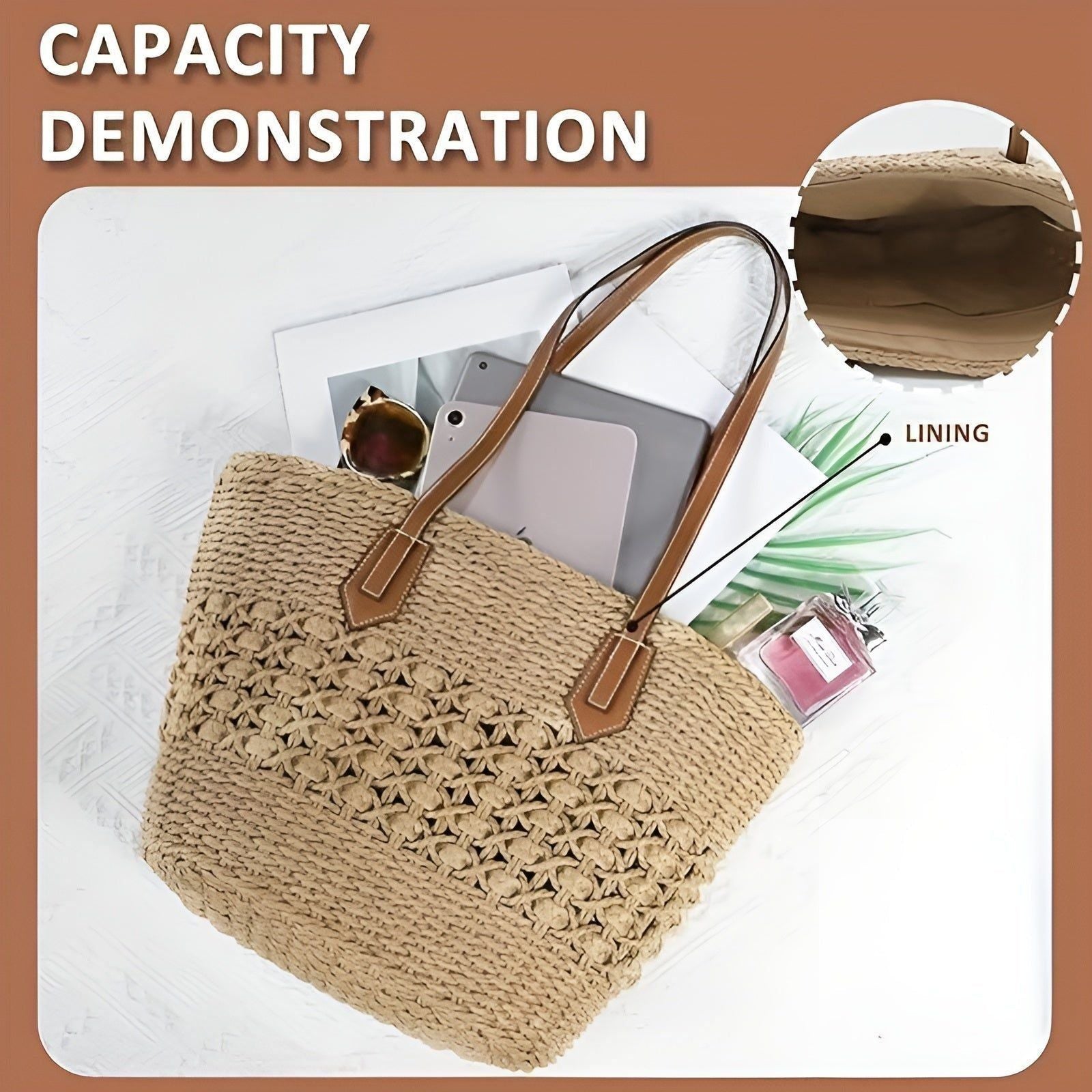 Große Strandtasche aus Stroh – Handgefertigte Badetasche für Strand, Einkäufe und Reisen, vielseitig und stylisch 6