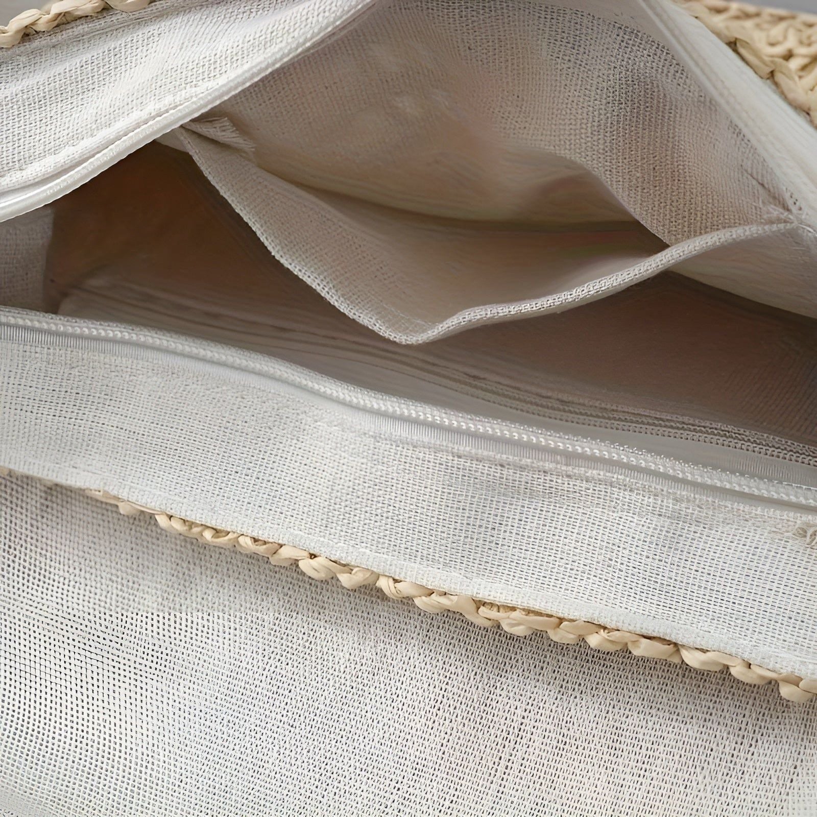 Geflochtene Strandtasche Groß aus Stroh – Leichte Badetasche für Strand und Freizeit mit praktischen Innentaschen 4