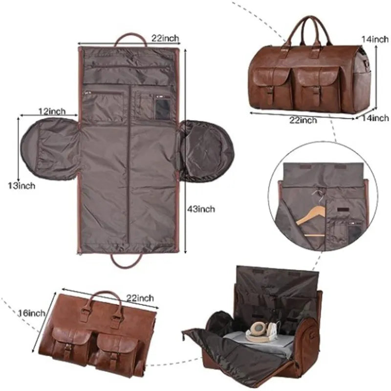 Faltfreie Reisetasche aus PU-Leder für Damen – Großes Cabrio-Design mit verstellbarem Riemen und mehreren Fächern – Ideal für Weekender Reisen-4