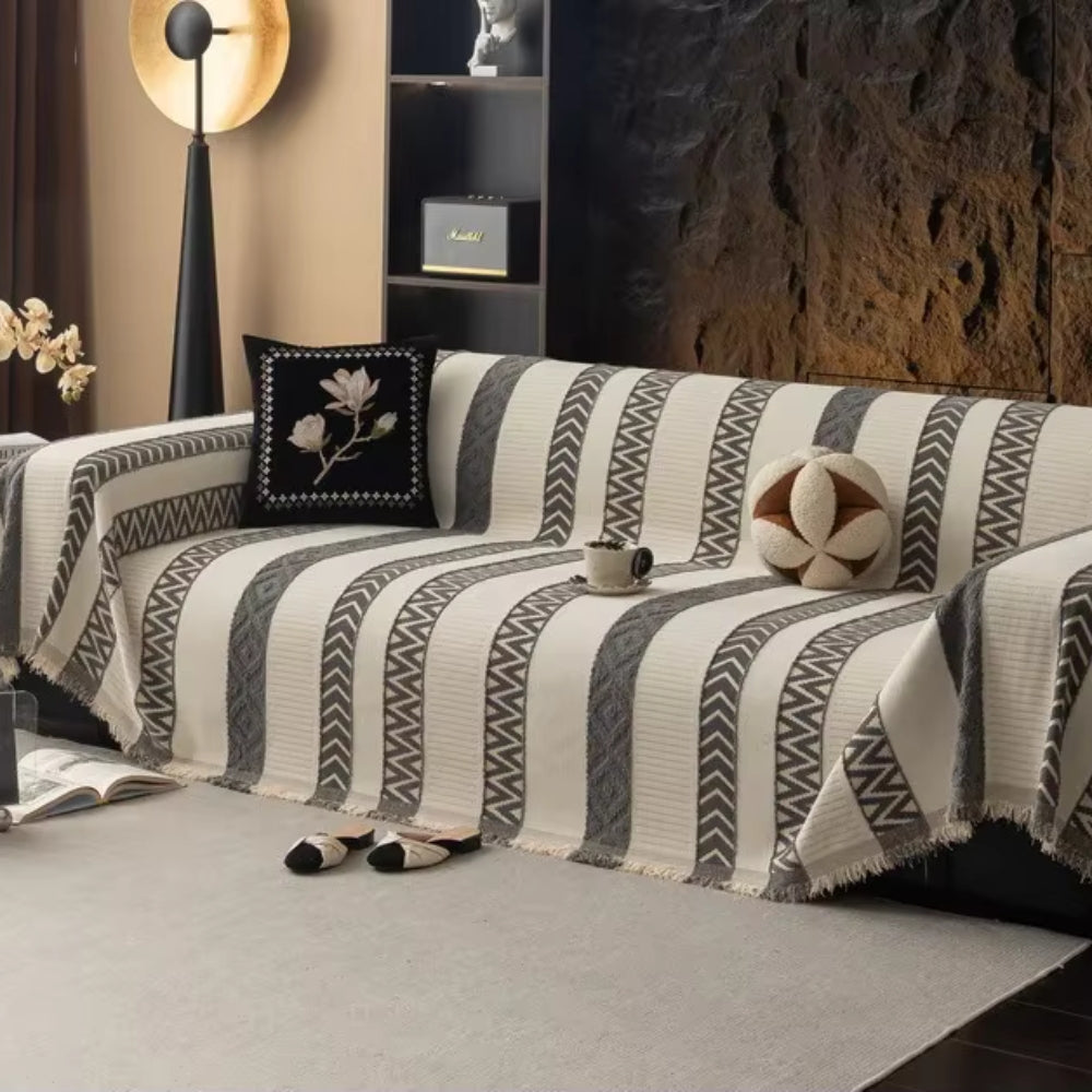 Chevron-Muster Chenille Sofabezug