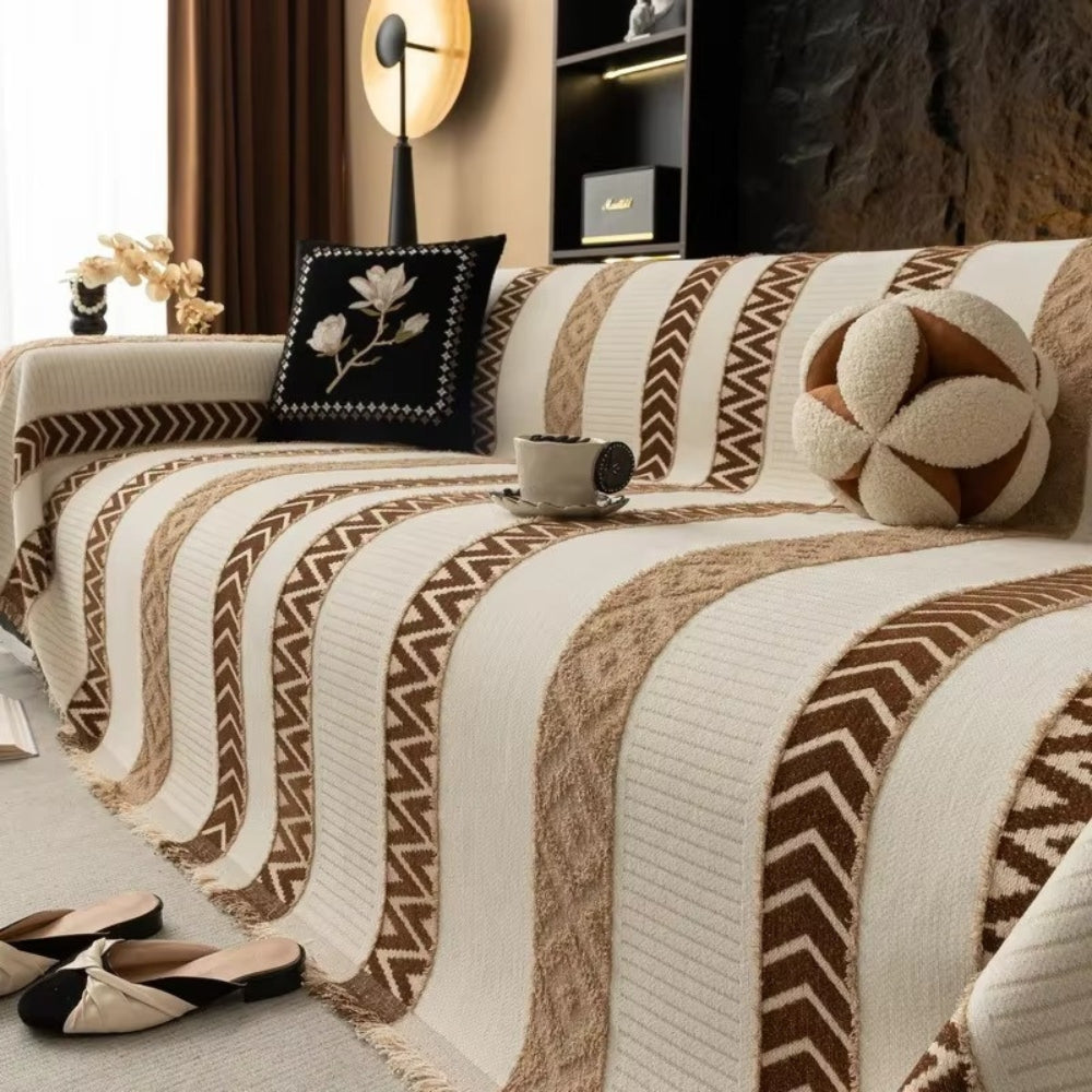 Chevron-Muster Chenille Sofabezug