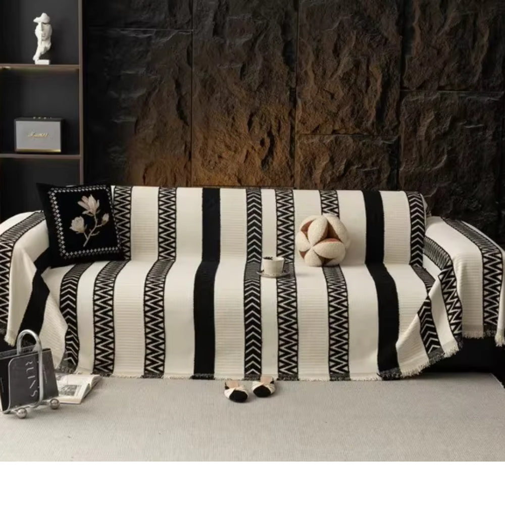 Chevron-Muster Chenille Sofabezug