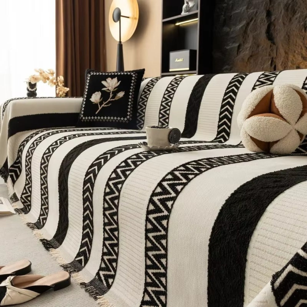 Chevron-Muster Chenille Sofabezug