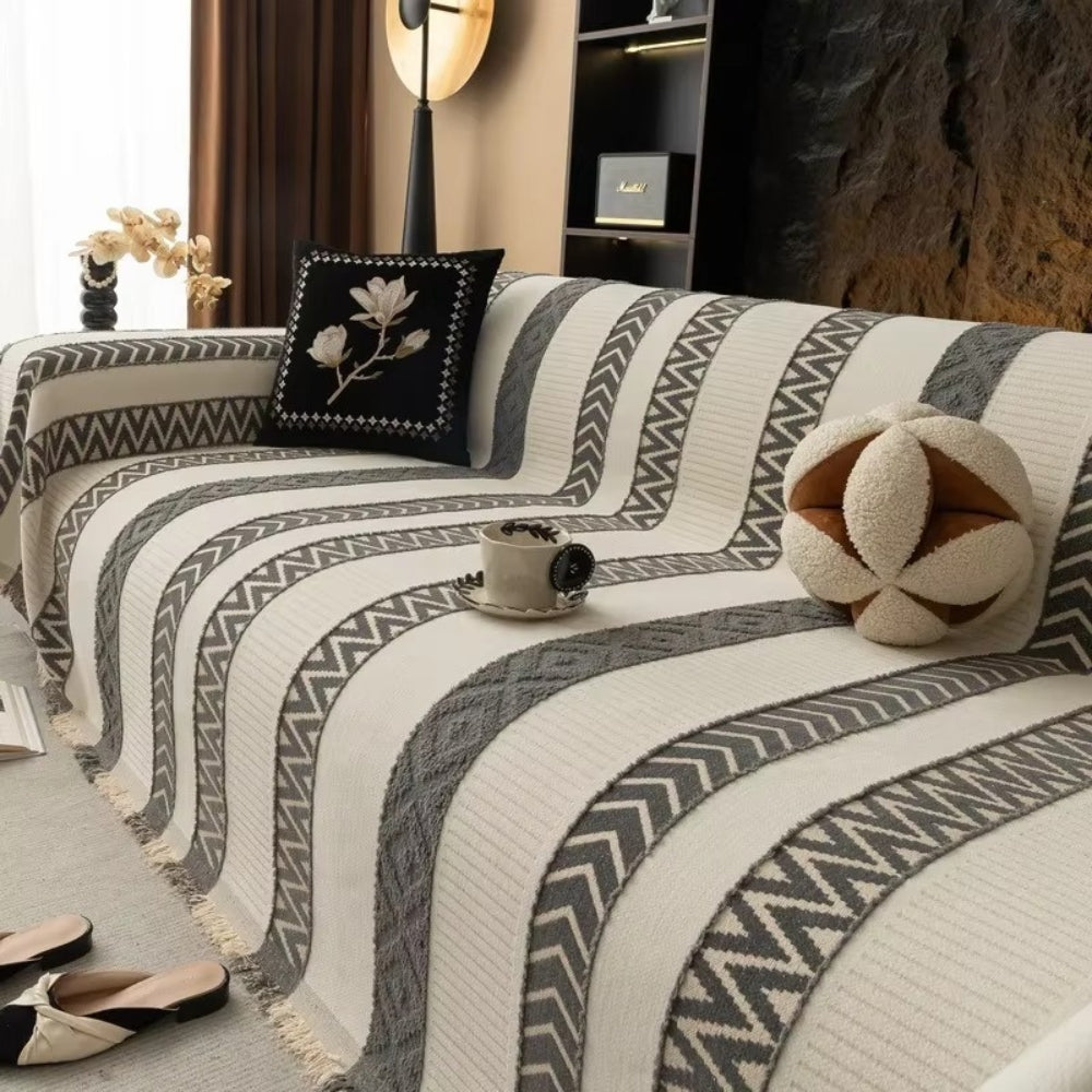 Chevron-Muster Chenille Sofabezug