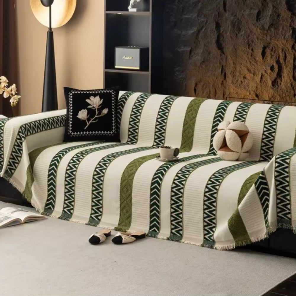 Chevron-Muster Chenille Sofabezug