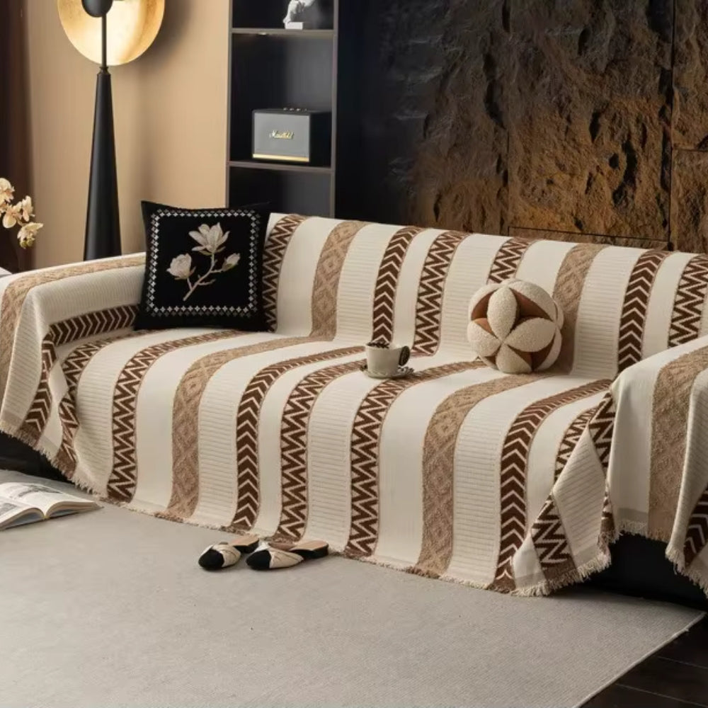 Chevron-Muster Chenille Sofabezug