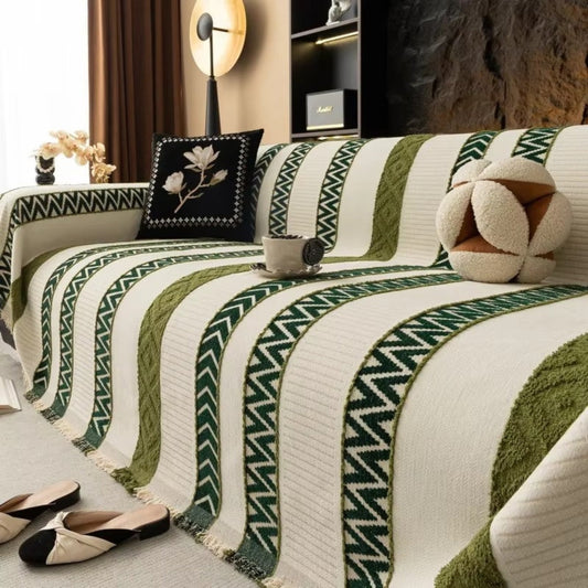 Chevron-Muster Chenille Sofabezug