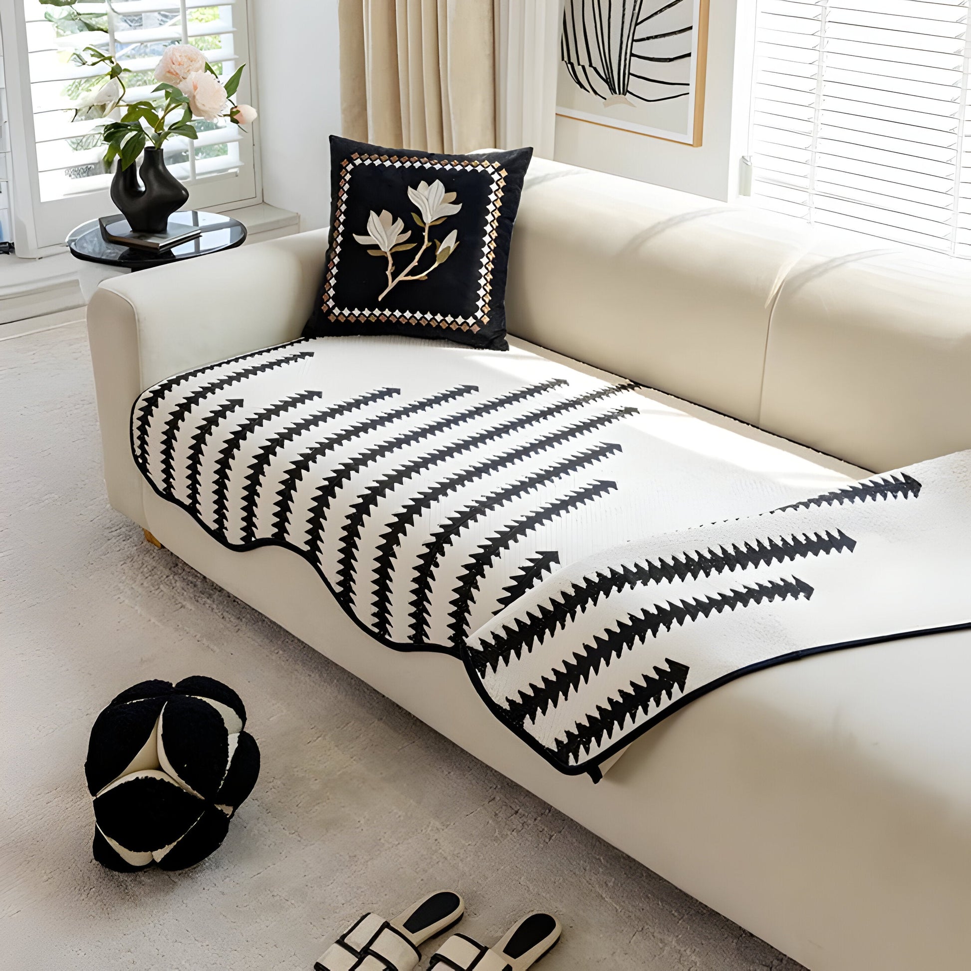 Moderner Chevron Chenille Sofaüberwurf für Ecksofa – Rutschfest, Maschinenwaschbar, Ideal für Haustiere und Kinder-5