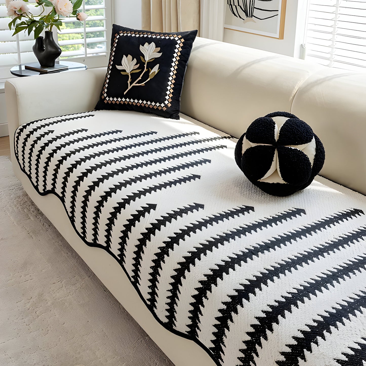 Moderner Chevron Chenille Sofaüberwurf für Ecksofa – Rutschfest, Maschinenwaschbar, Ideal für Haustiere und Kinder-6