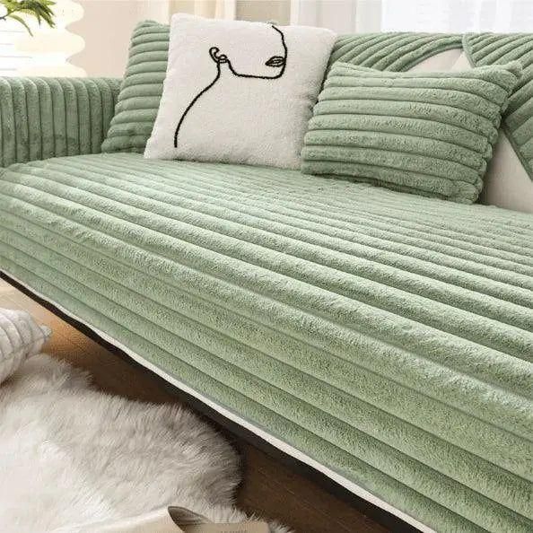 Fuzzy Sofabezug L-Form aus 100% Polyester – Rutschfester Couchbezug für Stil und Komfort 2