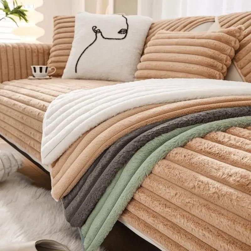 Variant image for Fuzzy Sofabezug L-Form aus 100% Polyester – Rutschfester Couchbezug für Stil und Komfort-3