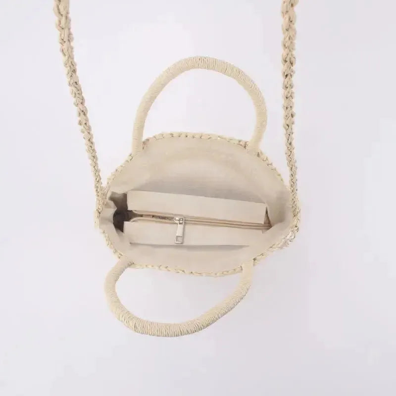 Handgefertigte Große Strandtasche mit Reißverschluss aus Geflochtenem Rattan – Boho Crossbody Bag für Strand und Alltag 6