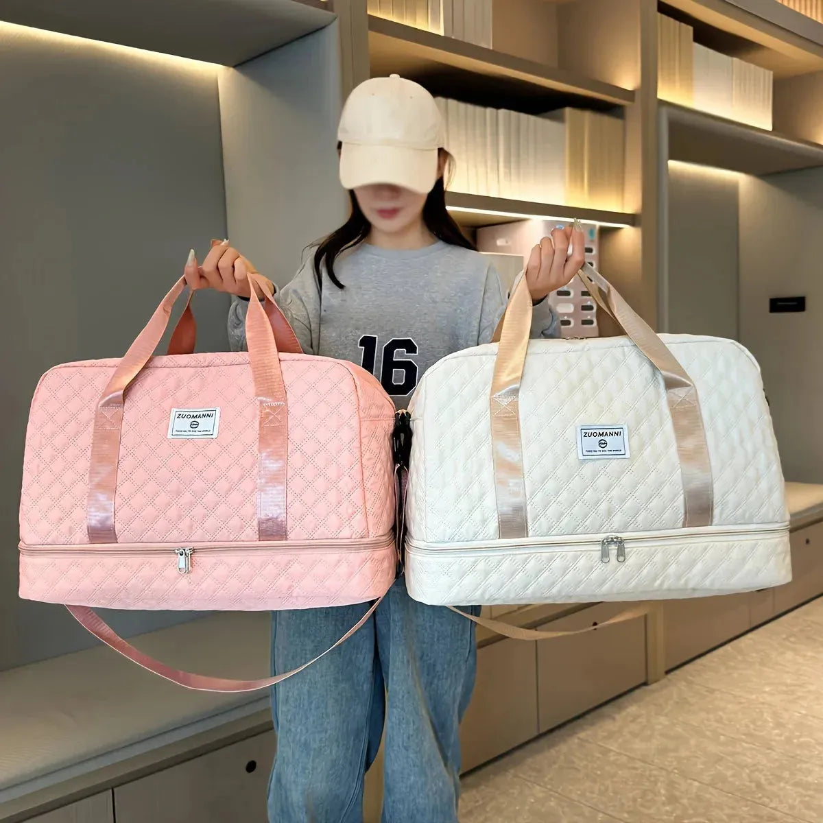 Große Reisetasche für Damen – Faltbare Weekender Tasche mit Fächern, ideal für Reisen und Ausflüge, wasserabweisend, 25 Liter 5