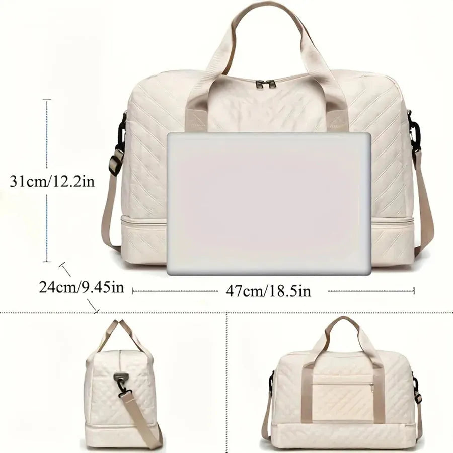 Große Reisetasche für Damen – Faltbare Weekender Tasche mit Fächern, ideal für Reisen und Ausflüge, wasserabweisend, 25 Liter 6