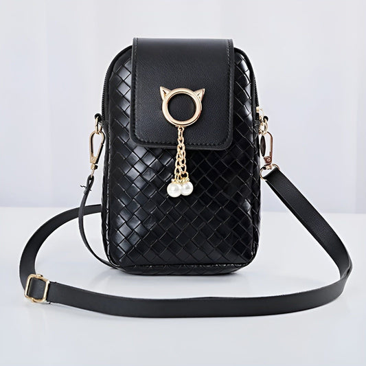 Elegante Umhängetasche Damen aus PU-Leder – Leichte Crossbody Bag für Stilbewusste, 14x8x21 cm, Praktische Innenstruktur 1